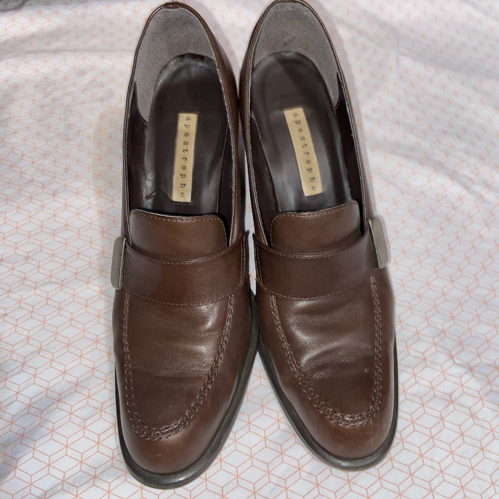 Apostrophe Vintage 90’s Leather Loafer brown women’s heel/ platform